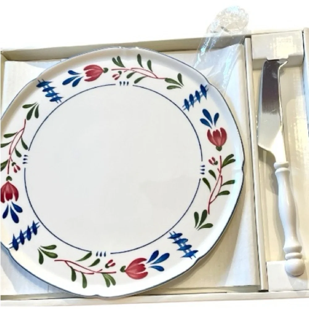 Provincial Designs by Nikko, cheese plate and knife, Avondale pattern, no damage